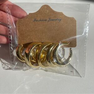 Gold Hoop Earrings Set